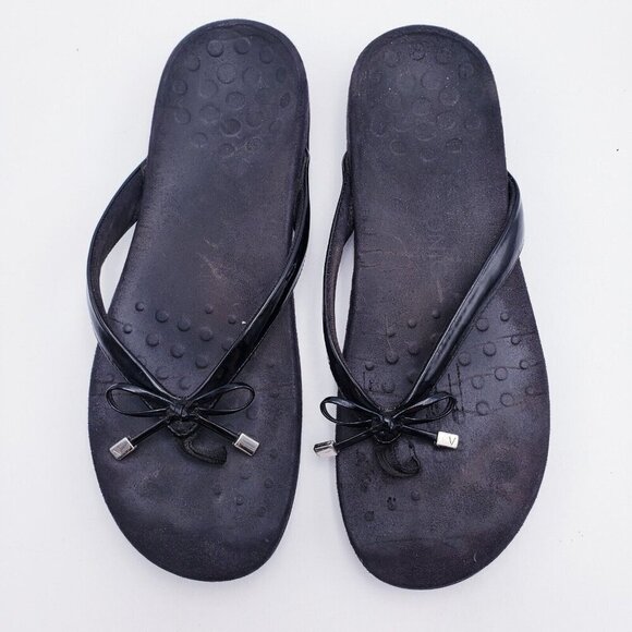 Vionic Womens Size 11 Cassie Flip Flop Sandal  Arch Comfort Bow Orthoheel Black - Picture 6 of 9